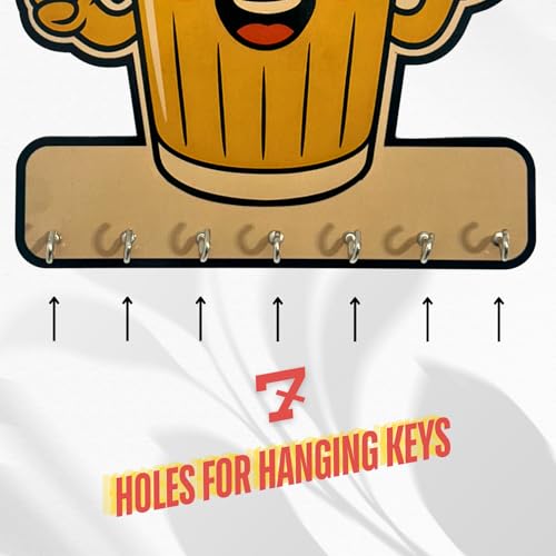 Maefele Funny Tea Lover Wall Key Hanger for Kitchen & Café Decor | Artistic MDF Décor with 7 Hooks | Premium Wooden Key Holder for Home/Office Decor/Key Hanger for Wall Decor,Decorative Item for Home - Image 2