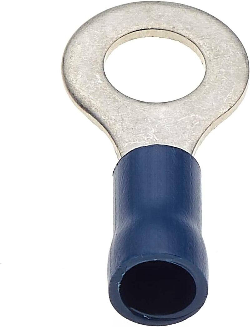 Keple Ring Crimp Terminal - Pack of 100, Blue, 6mm, 30A, 16-14 AWG - Heat Shrink Ring Connectors, Tinned Copper Connectors, Insulated Ring Wire Terminals - Image 3