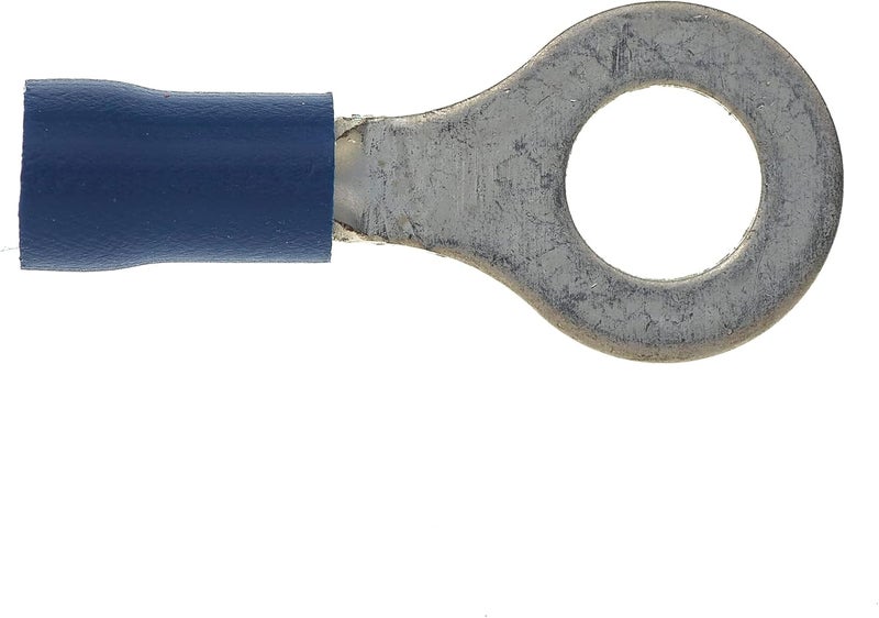 Keple Ring Crimp Terminal - Pack of 100, Blue, 6mm, 30A, 16-14 AWG - Heat Shrink Ring Connectors, Tinned Copper Connectors, Insulated Ring Wire Terminals - Image 4