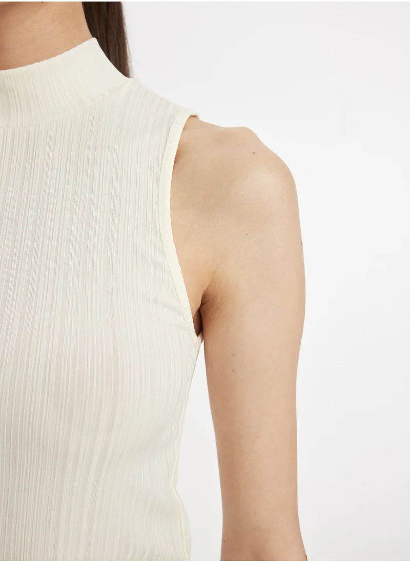 DeFacto Slim Fit Tight Half-Turtleneck Ribbed Corset Smart Tank Top