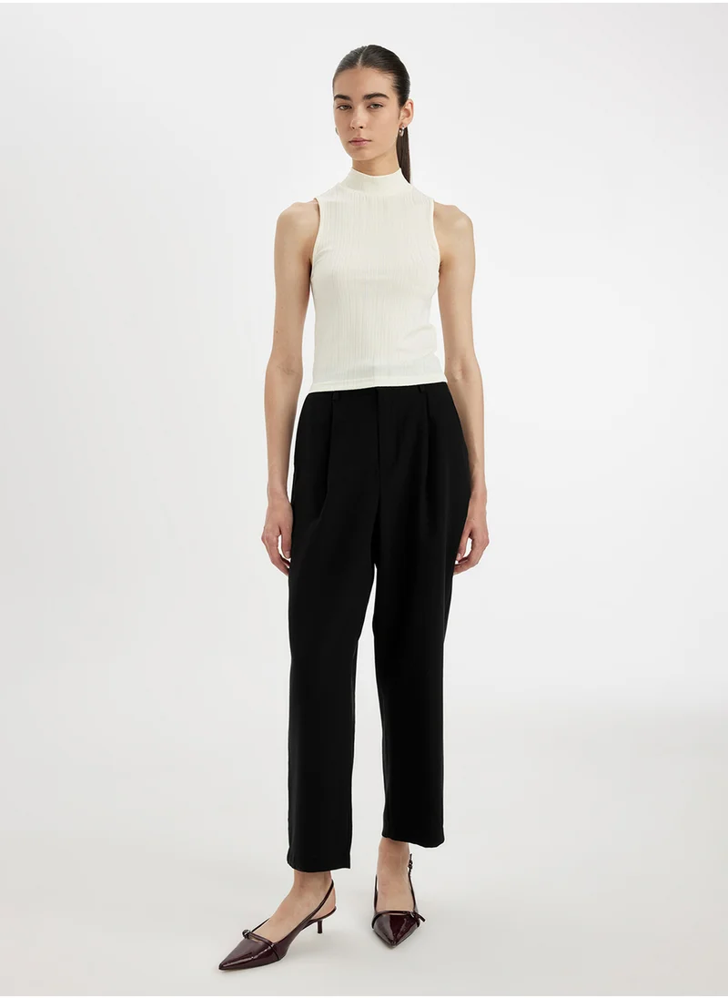 DeFacto Slim Fit Tight Half-Turtleneck Ribbed Corset Smart Tank Top