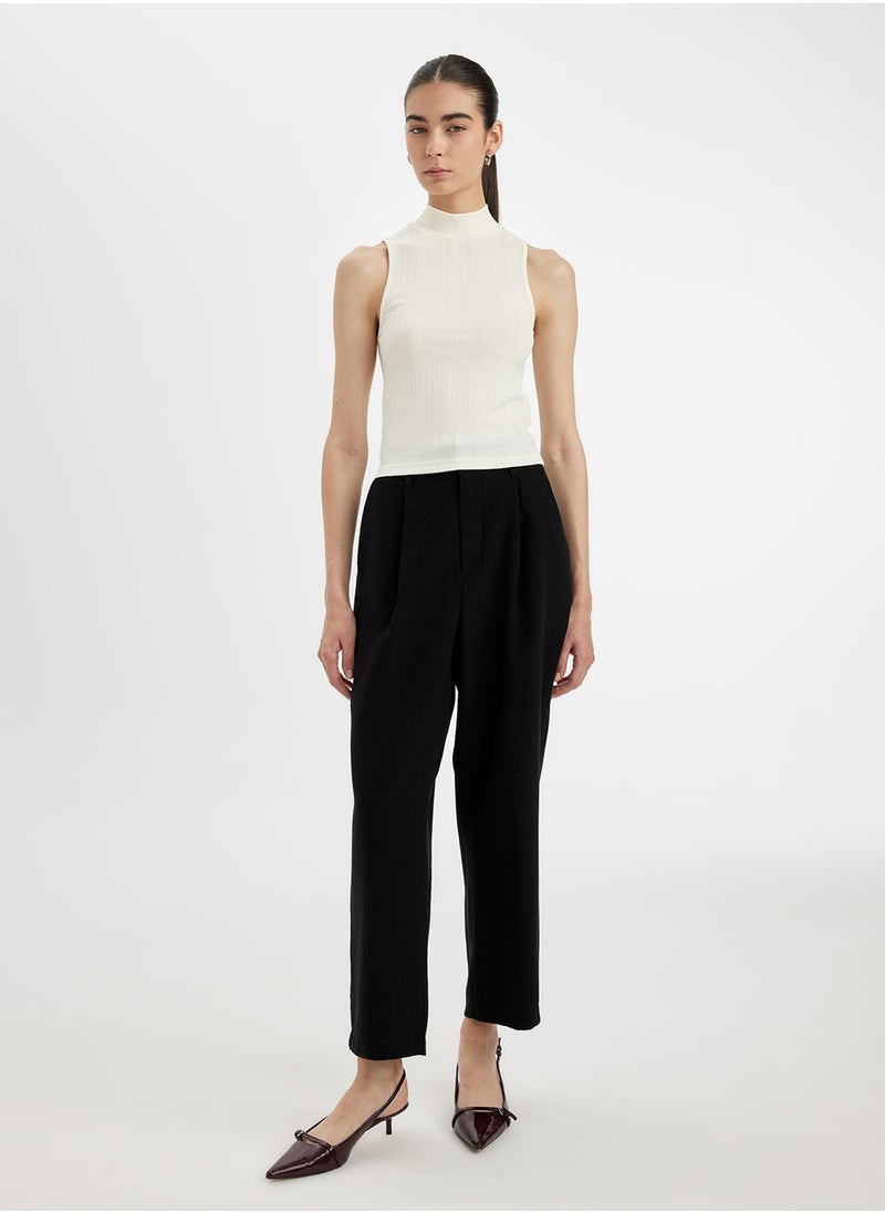 DeFacto Slim Fit Tight Half-Turtleneck Ribbed Corset Smart Tank Top  - Image 4