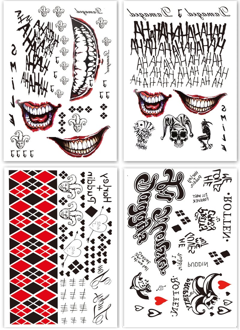 Fake Tattoos 2Sheet Men Tattoos and 2Sheet Women Temporary Tattoo Stickers for Halloween Props Costume Party Cosplay