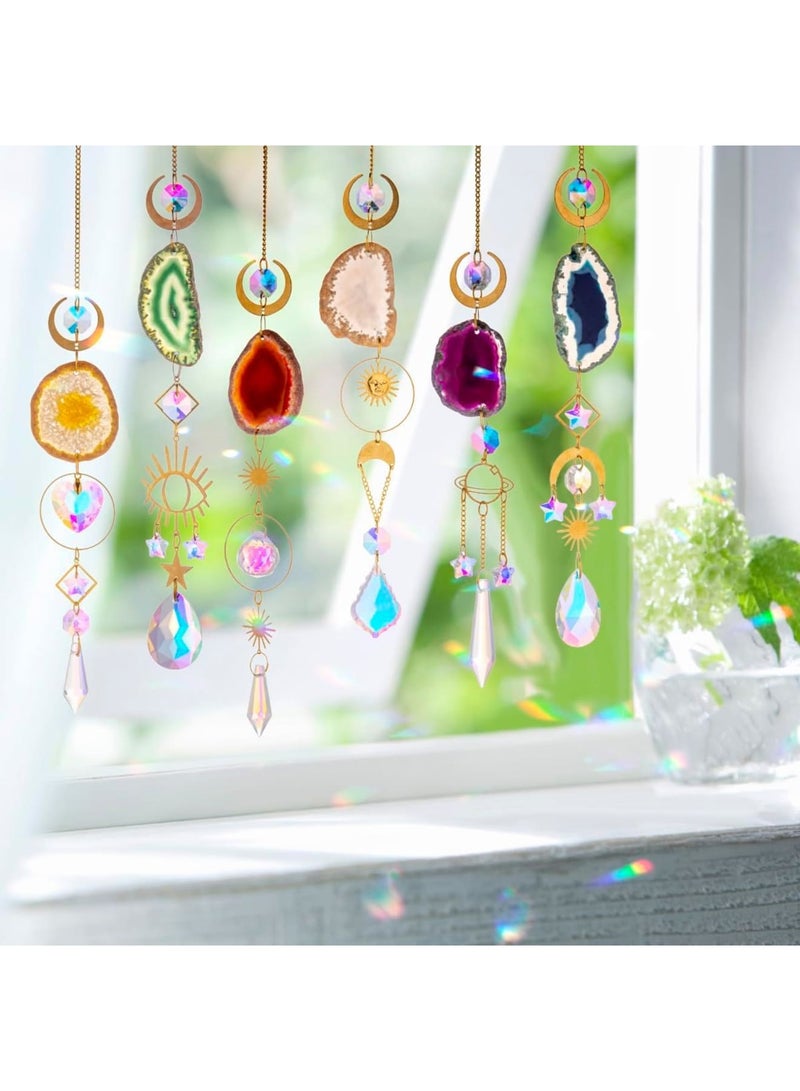 Cobest Set of 6 Crystal Sun Catchers, Window Hanging, Rainbow Sun Catcher with Chain Pendant Ornament Crystal Balls, for Home Wedding Gifts Decoration, Window Suncatchers Chandelier Parts - Image 1