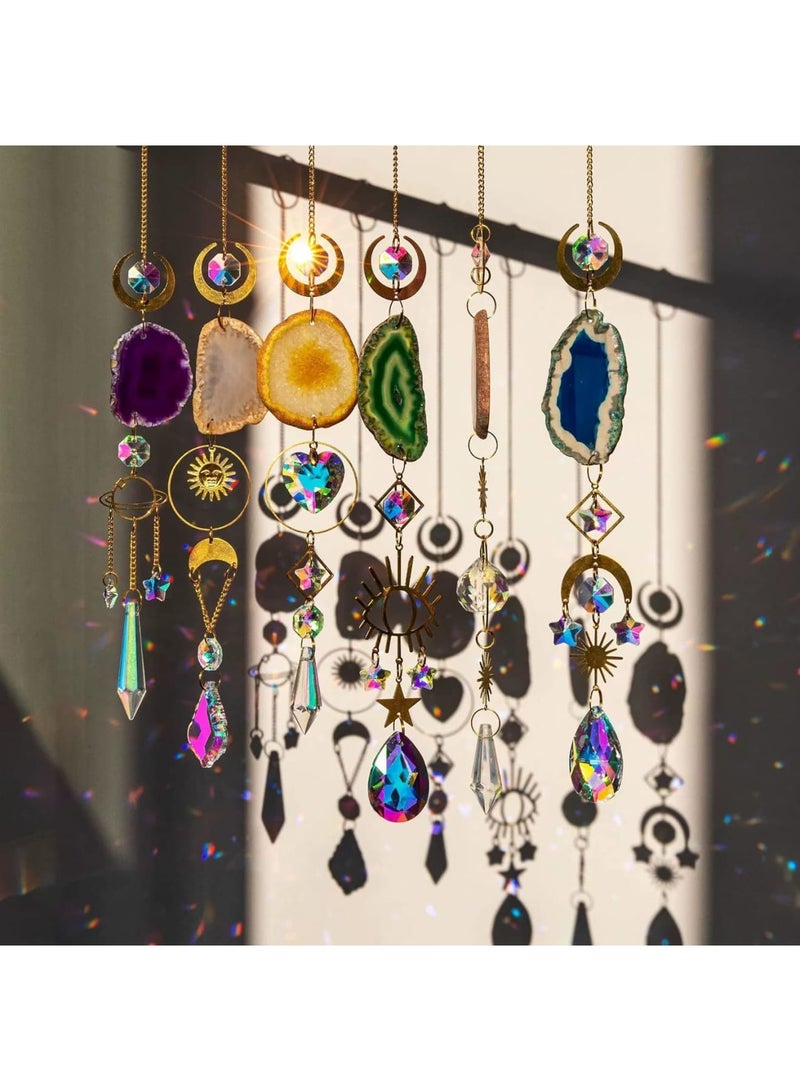 Cobest Set of 6 Crystal Sun Catchers, Window Hanging, Rainbow Sun Catcher with Chain Pendant Ornament Crystal Balls, for Home Wedding Gifts Decoration, Window Suncatchers Chandelier Parts - Image 3