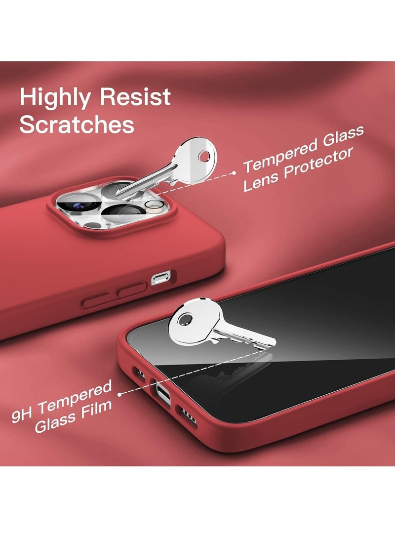 ELTRAZONE iPhone 14 Pro Max Cover, with 2 Pack Screen Protector + 2 Pack Camera Lens Protector, Liquid Silicone [Full Body] Protection Shockproof [Drop Protection] Case 6.7 inches (Red) - Image 3