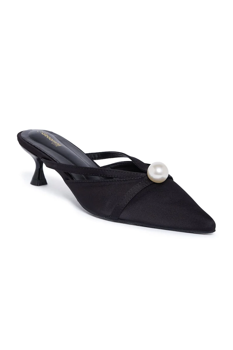 Geoomnii Geoomnii Mid Heel Mules for Women – Stylish Backless Slip-On Heels for Office, Party & Everyday Wear