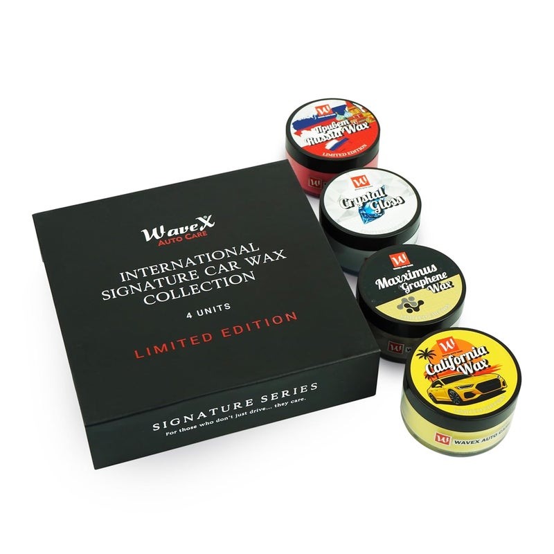 Wavex International Signature Car Wax Collection | Limited Edition | (Contains Premium California, Russia, Maxximus Graphene, Crystal Gloss) – 4x 50g - Image 1