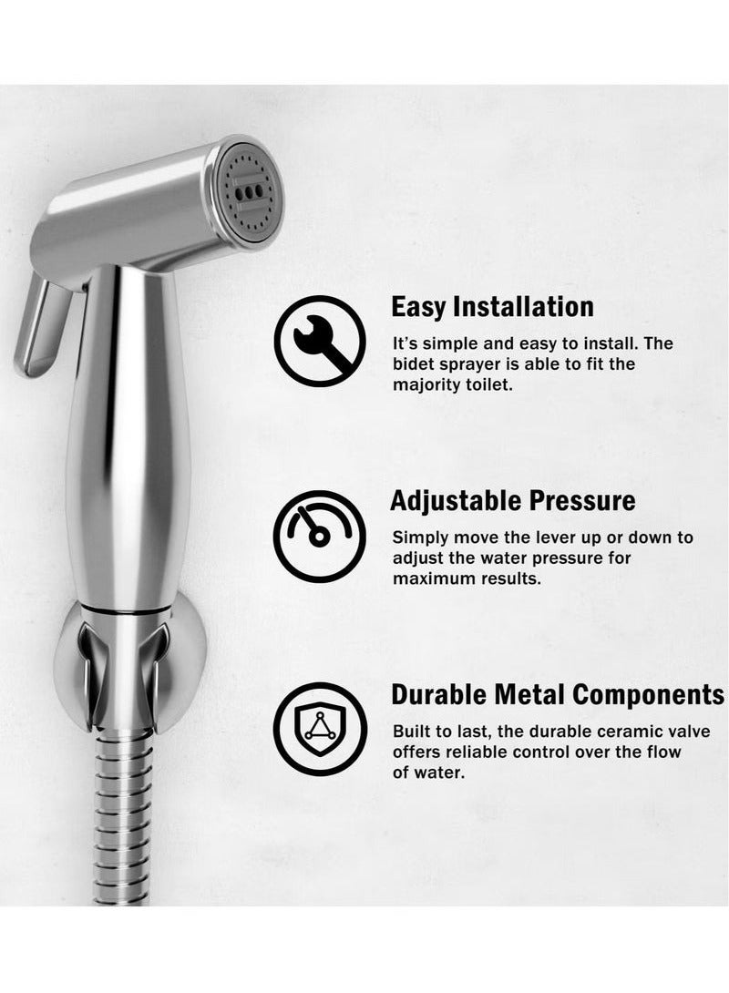 HAVEN Bidet Sprayer for Toilet with Adjustable Pressure – Shattaf Muslim Shower Set with 47-Inch Anti-Leak Stainless Steel Hose - Image 5