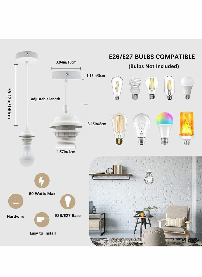 KASTWAVE E26/E27 Pendant Light Fitting, 2 Pack Vintage Pendant Light Fitting, Retro Industrial Style E26/E27 Lamp Holder, Fitting Kit for DIY Suspension Chandeliers Modern Hanging Lampe - Image 2