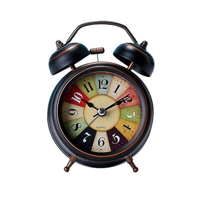 TWIN BELL 3D DIAL ALARM ANALOG CLOCK WITH NIGHT BACKLIGHT FUNCTION AND SILENT MOTION HIGH VOLUME BEDSIDE LUMINOUS ALARM FOR STUDENTS BEDROOMOFFICE