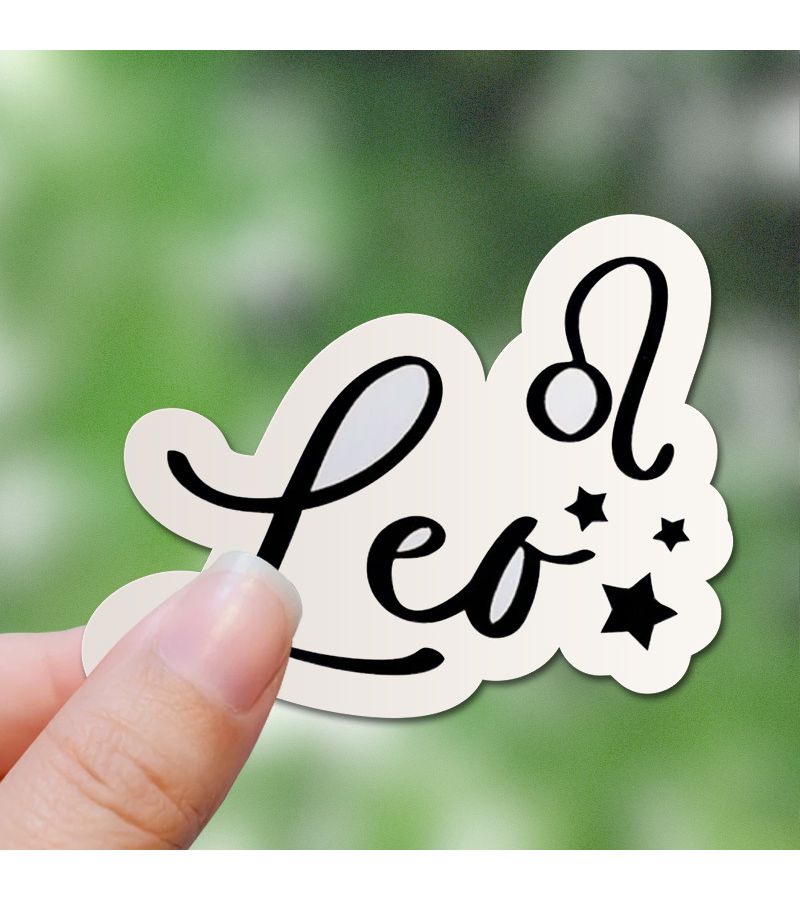 قطعة واحدة من ملصقات ورق واشي ببرج الأسد، لاصقة ذاتية، قابلة لإعادة الاستخدام، غير لامعة، غير منتظمة الشكل، لأجهزة الكمبيوتر المحمولة، زجاجات المياه، الأسطح الزجاجية والمعدنية والسيراميكية والخشبية والبلاستيكية. - Image 3