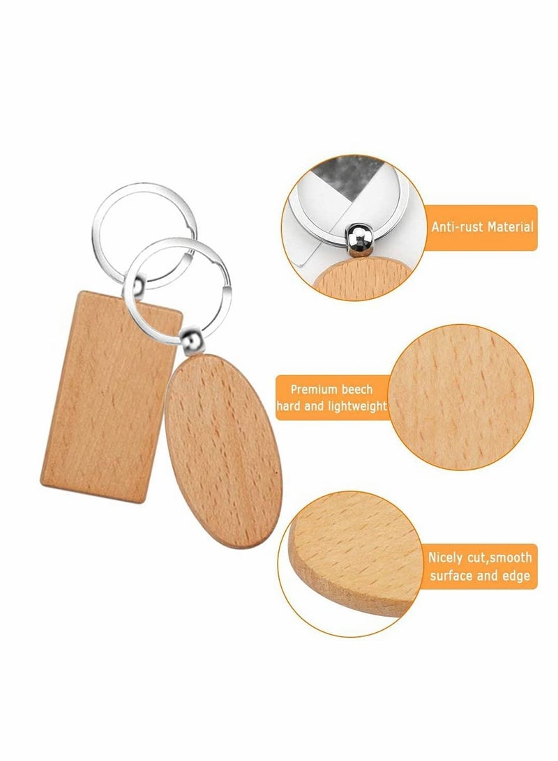 Excefore 12 Pcs DIY Wood Keychain with Metal Key Ring - Image 4