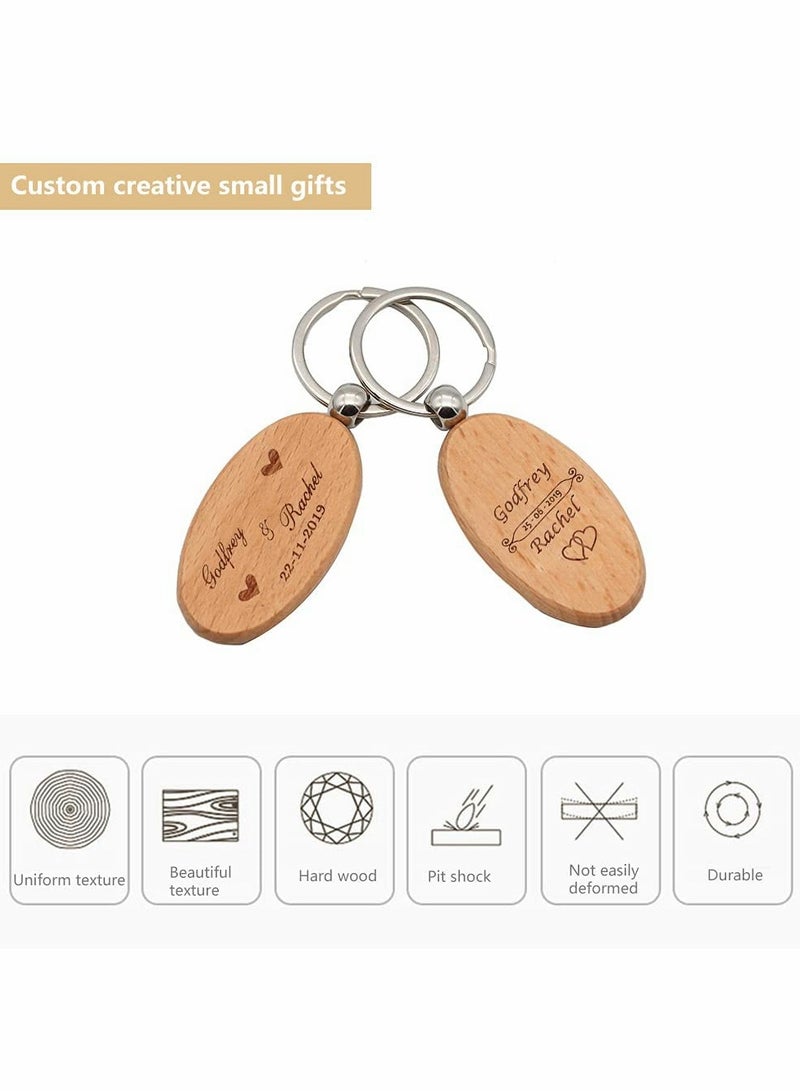 Excefore 12 Pcs DIY Wood Keychain with Metal Key Ring - Image 3