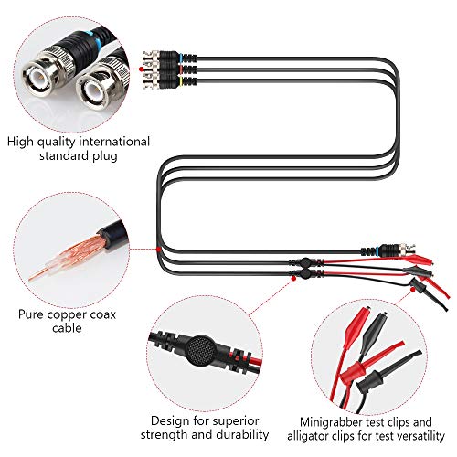 Micsoa Oscilloscope Probes - BNC to Alligator Clips, Mini Test Clips & BNC Cables (3 Pack) - Image 2