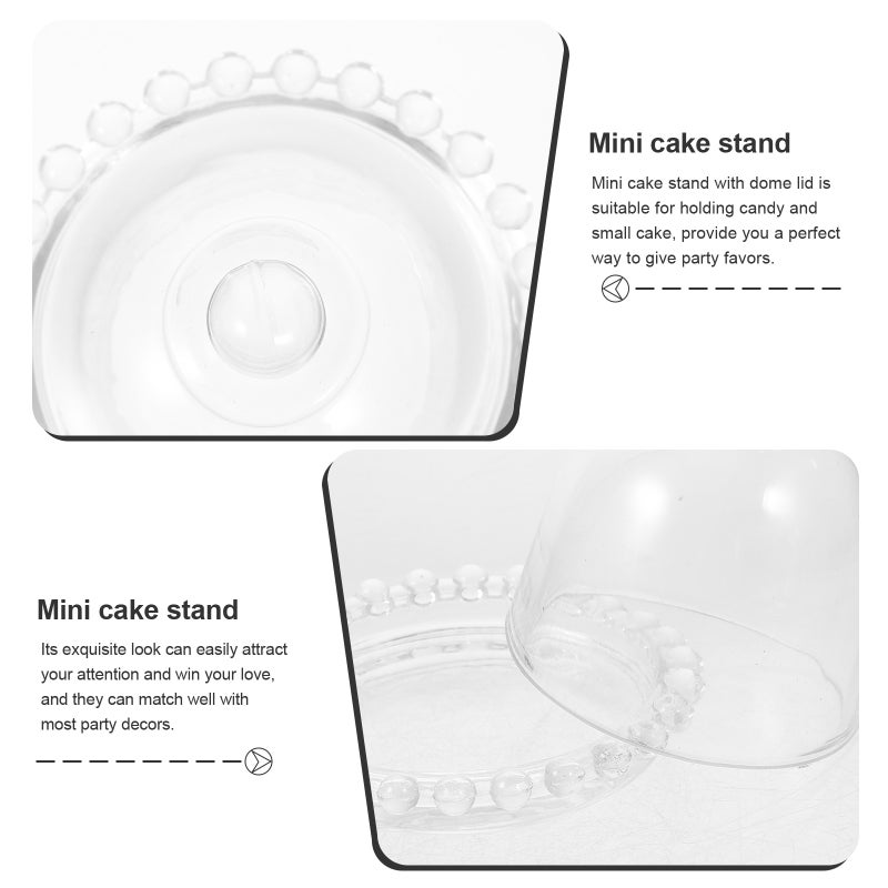 Mini Cake Stand with Dome Lid Clear Small Cake Glass Display Stand Small Cake Display Stand - Image 3