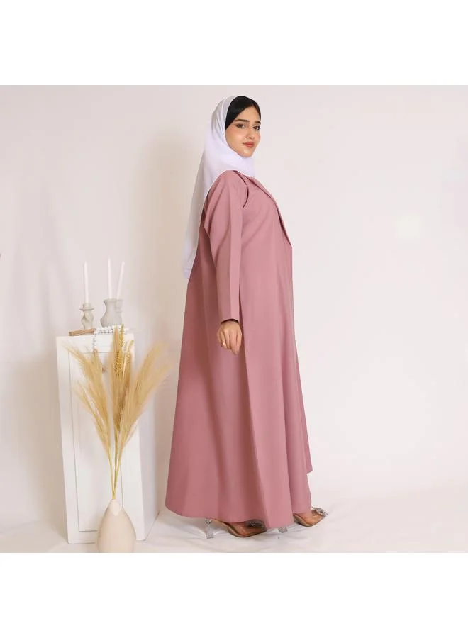 HAWRAA ABAYA Pink blazer abaya with button closure and narrow sleeves decorated with buttons