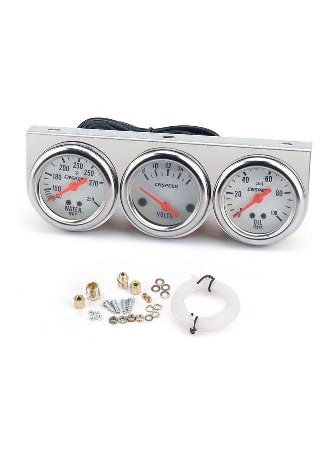 NIBEMINENT Universal Car Chrome Volt Water Temp Oil Gauge Pressure Kit - Image 1