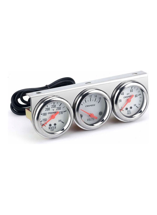 NIBEMINENT Universal Car Chrome Volt Water Temp Oil Gauge Pressure Kit - Image 5