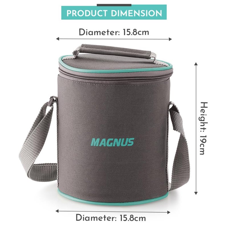 Magnus Magnus G-Lock Solid Glass Lunch Box with Vertical Pouch and Detachable Clip, Includes 3 Round Airtight, Leakproof, Microwave Safe Borosilicate Glass Containers, 400 ML Each - Premium Lunch Boxes  - Image 3