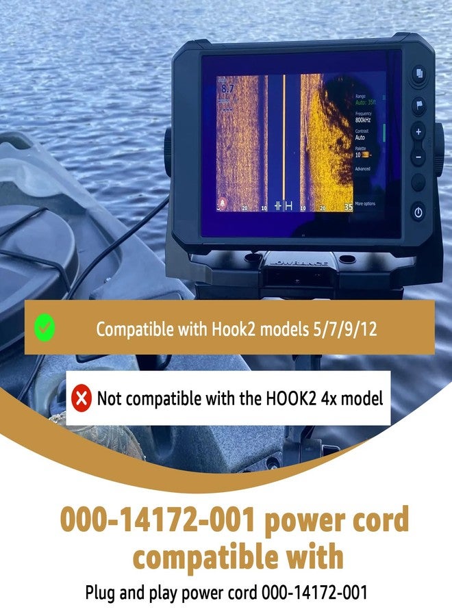 كابل طاقة بديل 000-14172-001 لأجهزة Lowrance Hook2 5/7/9/12 - متوافق مع موديلات Hook2 (باستثناء سلسلة 4X) - سلك طاقة متين ومقاوم للماء - Image 4