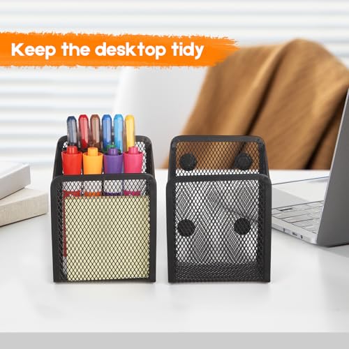 Ameceres Magnetic Pencil Holder - Extra Strong Magnets Mesh Marker Holder Perfect for Whiteboard, Refrigerator and Locker Accessories (1 Basket, 2 Packs Black) - Image 4
