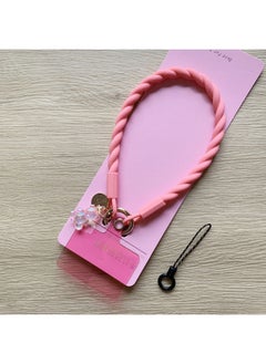 Liquid Silicone Short Mobile Phone Lanyard Portable Anti-lost Hand Rope Hanging Wrist Pendant Wristband Hanging Chain Thick Version Of The Sticker.-Specifications Support Image Upload:3 Girlish Pink Liquid Silicone Wrist Rope + Luminous Bear + Pink Flakes