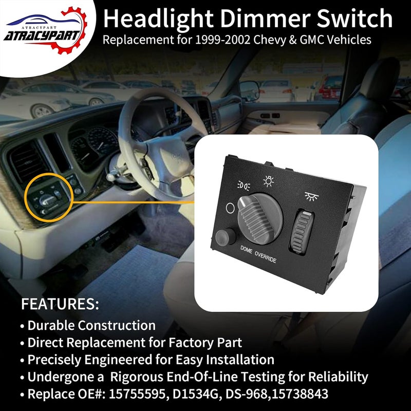 ATRACYPART Headlight Switch for Chevy & GMC - Image 2