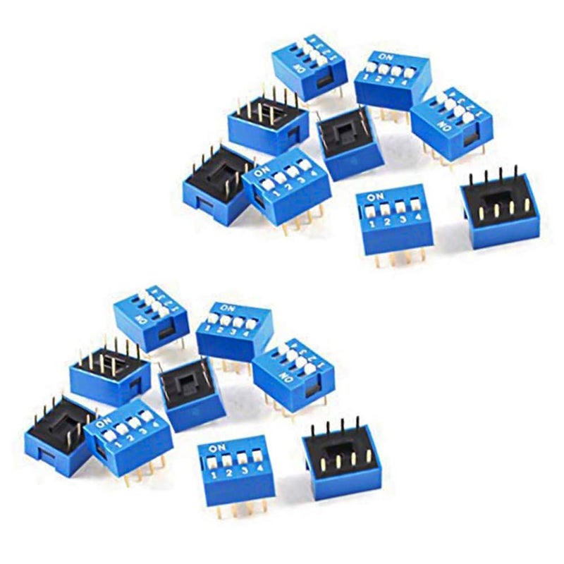 Dahszhi DIP Switch Assorted Double Row 8 Pin 4 Positions 2.54mm Pitch - 20pcs - Image 1