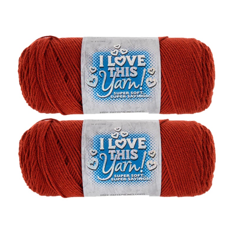 Hobby Lobby I Love This Yarn - 4 Medium 100% Acrylic Yarn for Crocheting & Knitting Blankets, Hats & Accessories, Set of 2, 152 Terra Cotta - Image 1