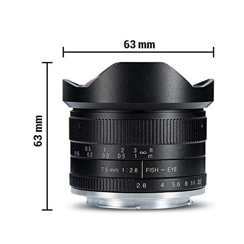 7artisans عدسة 7artisans 7.5mm F2.8 واسعة الزاوية بتقنية فيشاي ثابتة لكاميرات كانون المدمجة بدون مرآة EF-M Mount M1 M2 M3 M5 M6 M10 - أسود - Image 5