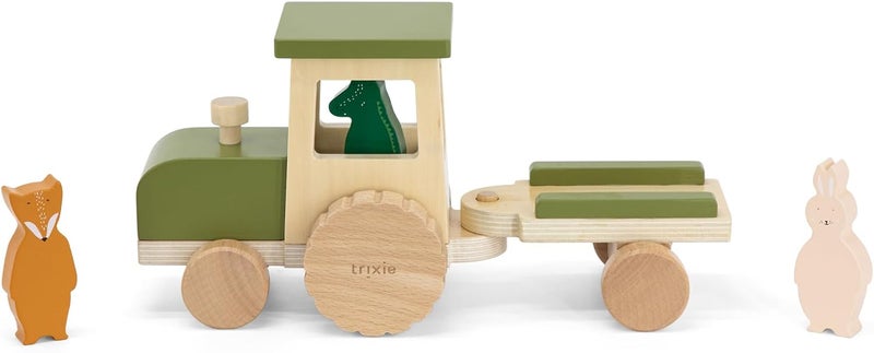 Trixie Wooden Tractor with Detachable Trailer and Animal Figures - Image 3