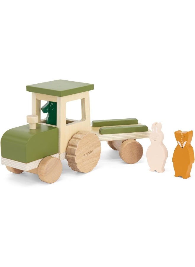 Trixie Wooden Tractor with Detachable Trailer and Animal Figures - Image 2