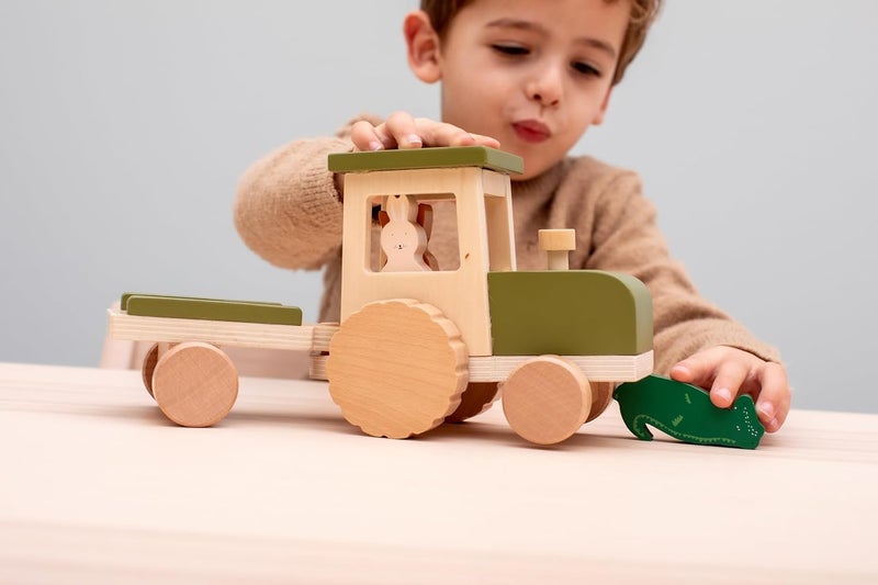 Trixie Wooden Tractor with Detachable Trailer and Animal Figures - Image 5