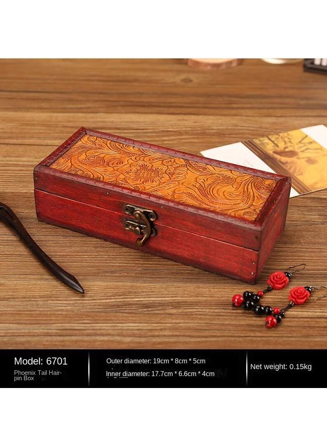 Bluejw New Classical Hairpin Box Wooden Hairpin Box Storage Storage Box Creative Gift Craft Props Decoration - Image 1
