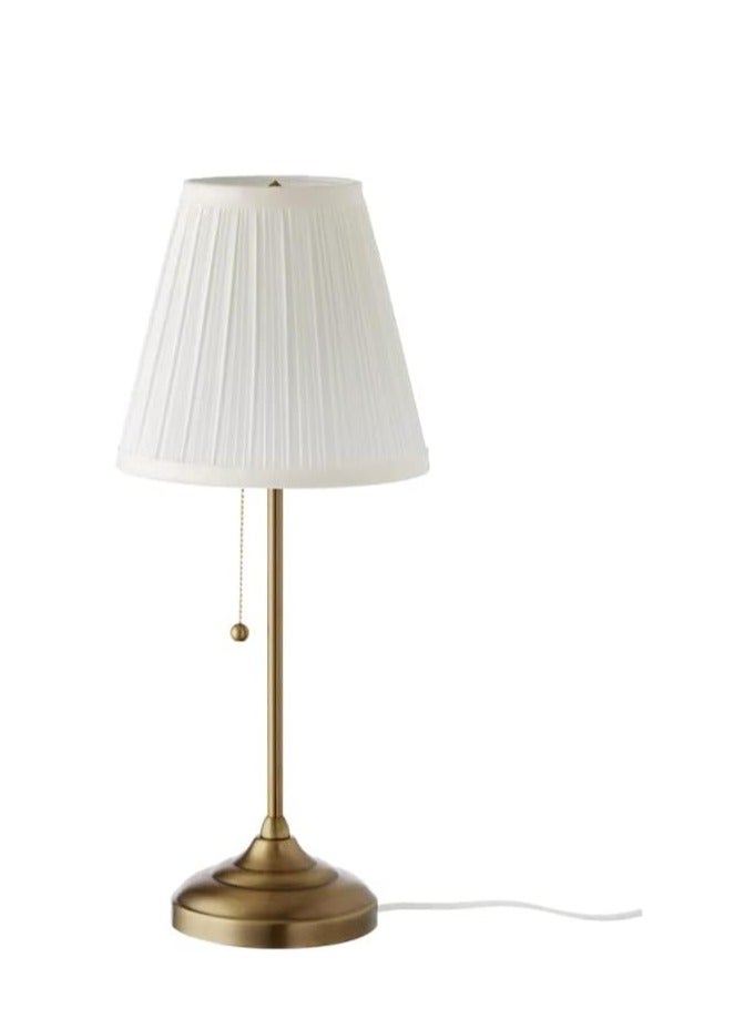 Table lamp with pull switch, white brass, 1 piece package