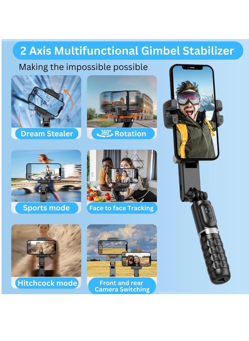 ELTRAZONE "Q18 Gimbal Stabilizer: 2-Axis Remote Control with Auto Face Tracking and 360° Stabilization for Smartphone Vlogging, YouTube, and TikTok"  - Image 3