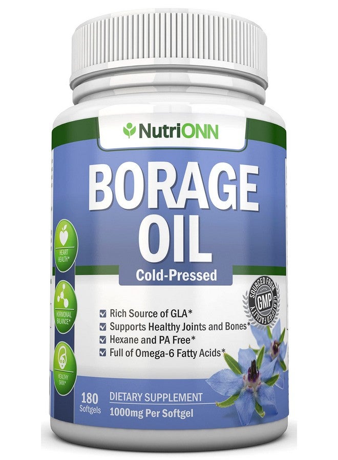 NutriONN Borage Oil 1000 Mg 180 Softgels Cold Pressed High Gla Borage Seed Oil Hexane And Pa Free Great For Skin Hair Joints And Bones. - Image 2