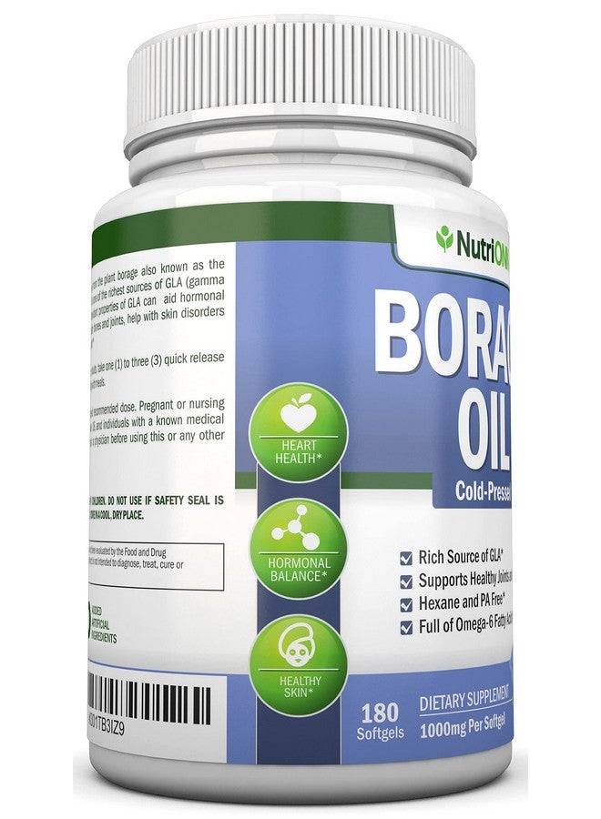 NutriONN Borage Oil 1000 Mg 180 Softgels Cold Pressed High Gla Borage Seed Oil Hexane And Pa Free Great For Skin Hair Joints And Bones. - Image 4
