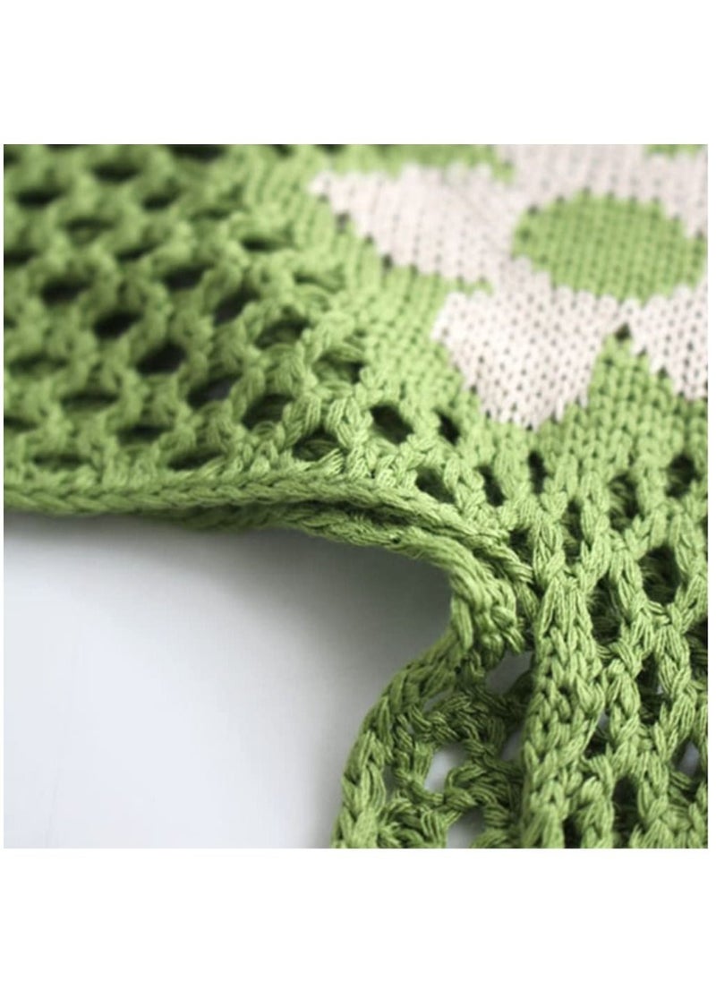 SYOSI - Women Retro Summer Hobo Bag Mesh Hollow Tote Bag trendy Flower Knitted Shoulder Bags Casual Beach Purse - Image 1