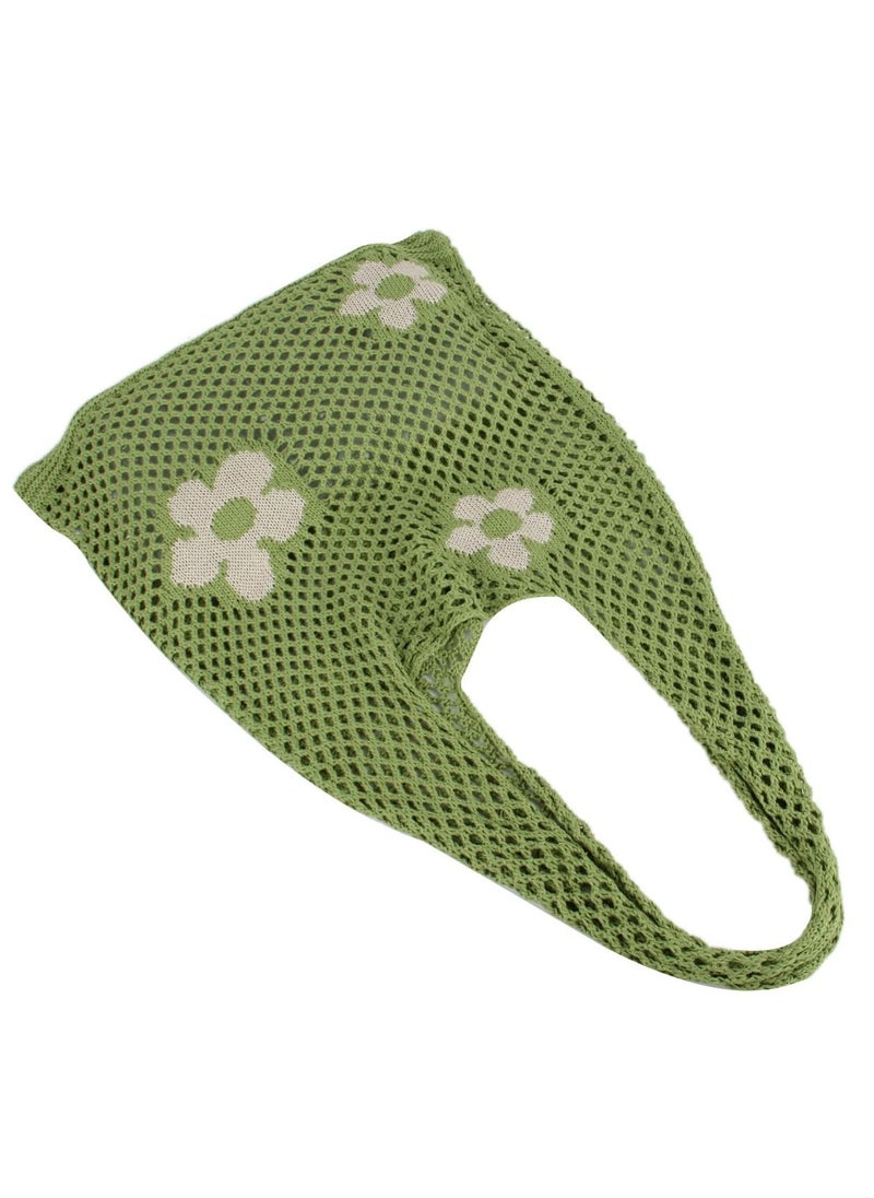 SYOSI - Women Retro Summer Hobo Bag Mesh Hollow Tote Bag trendy Flower Knitted Shoulder Bags Casual Beach Purse - Image 1