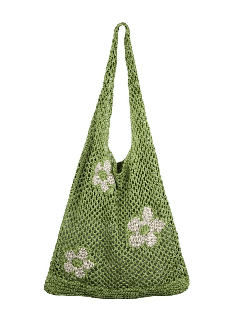 SYOSI - Women Retro Summer Hobo Bag Mesh Hollow Tote Bag trendy Flower Knitted Shoulder Bags Casual Beach Purse - Image 1