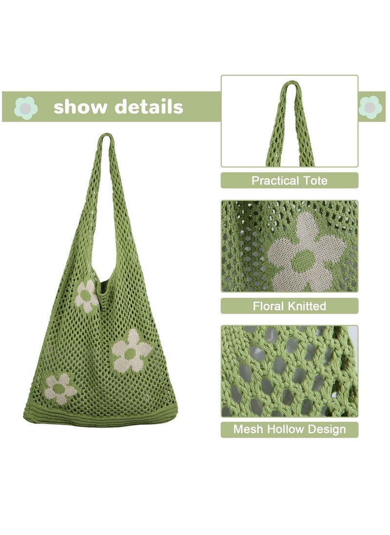 SYOSI - Women Retro Summer Hobo Bag Mesh Hollow Tote Bag trendy Flower Knitted Shoulder Bags Casual Beach Purse - Image 1