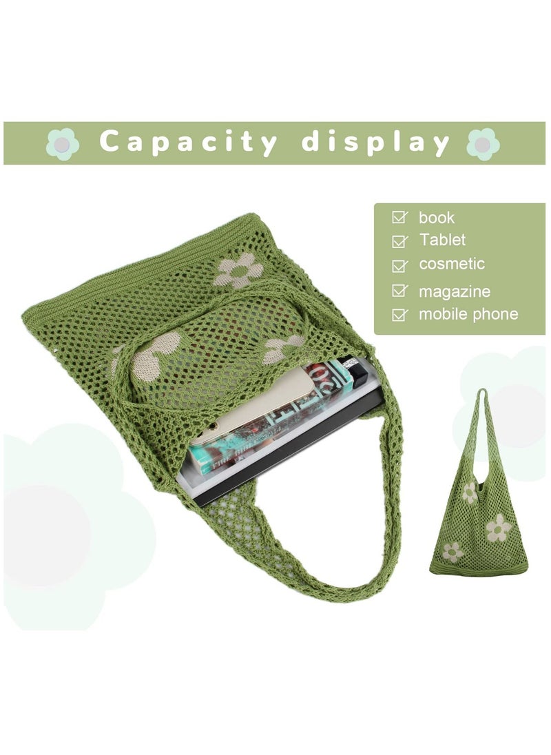 SYOSI - Women Retro Summer Hobo Bag Mesh Hollow Tote Bag trendy Flower Knitted Shoulder Bags Casual Beach Purse - Image 1