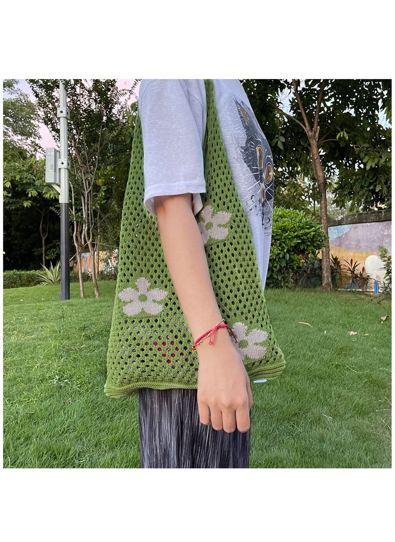SYOSI - Women Retro Summer Hobo Bag Mesh Hollow Tote Bag trendy Flower Knitted Shoulder Bags Casual Beach Purse - Image 1