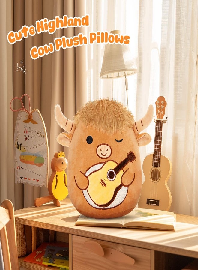 Glow Guards 12'' Heartbeat Scottish Highland Cow Plush Pillow Cute Recordable Stuffed Animal Recorder Cow Plush Toy Birthday Gift for Boys Girls,Brown Highland Cow - Image 5