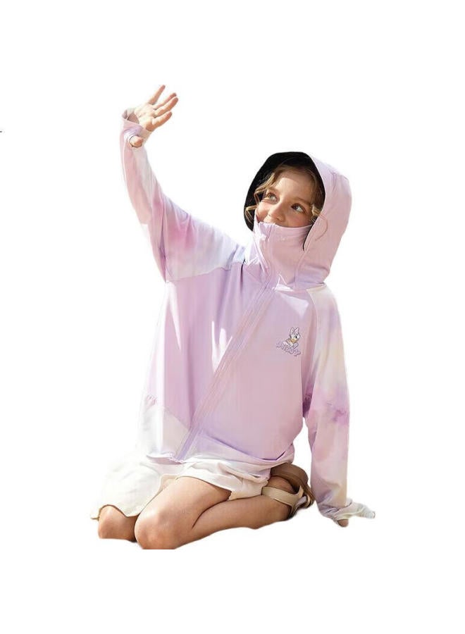 Disney Girls' Quick-Dry Sun Protection Clothing, Upf50+, Cool-Feeling Patchwork Top Jacket, Summer Db421Ie01, Purple, Size 100