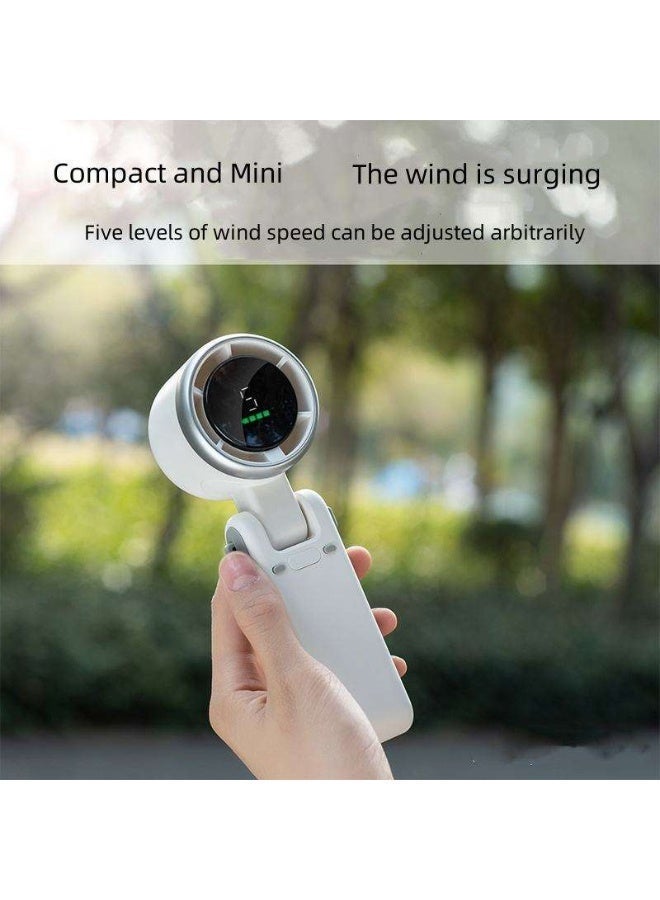 Ayshal 5 Speed Foldable Handheld Turbo Fan, 180° Adjustable Mini Portable Cooling Fan with Digital Display & Power Bank Function, White Personal Pocket Fan for Saudi Summer, Outdoor, Home & Travel - Image 5