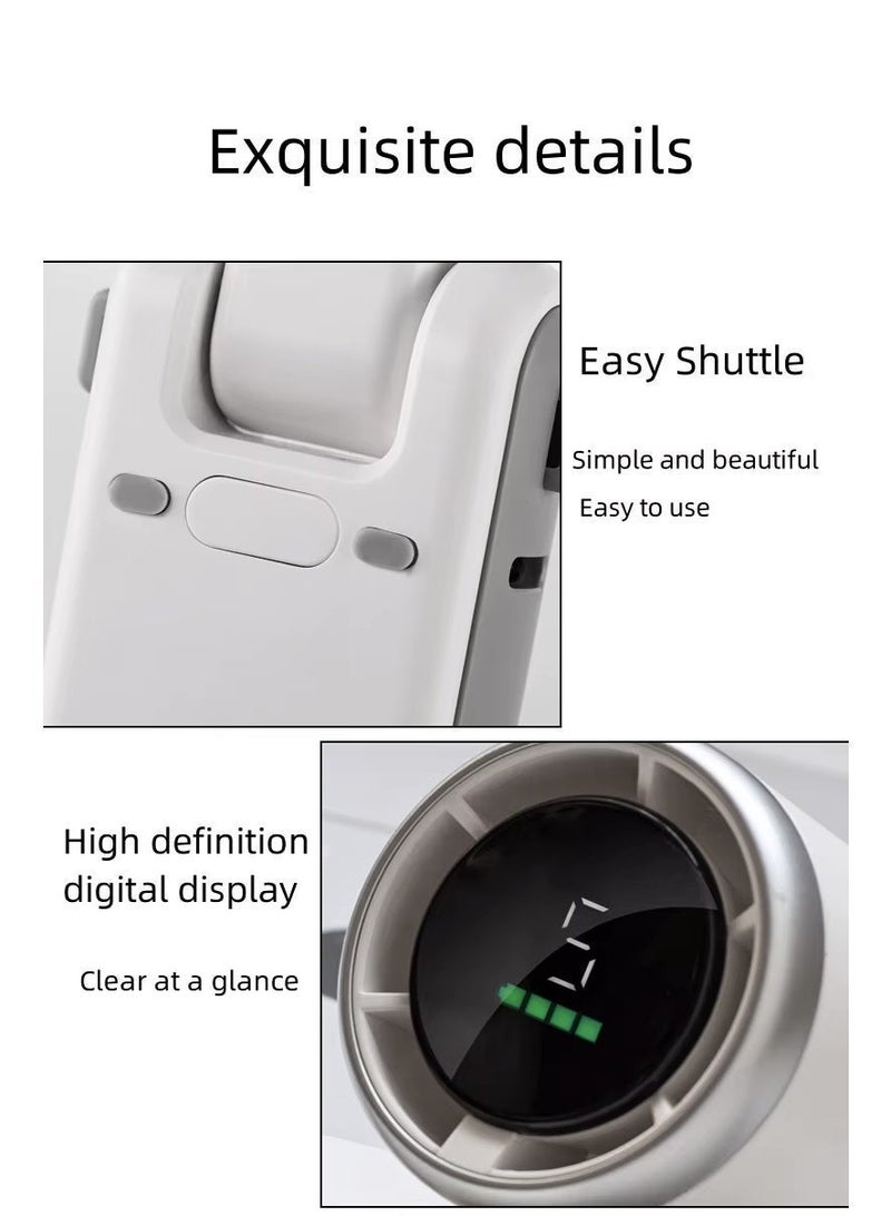 Ayshal 5 Speed Foldable Handheld Turbo Fan, 180° Adjustable Mini Portable Cooling Fan with Digital Display & Power Bank Function, White Personal Pocket Fan for Saudi Summer, Outdoor, Home & Travel - Image 4