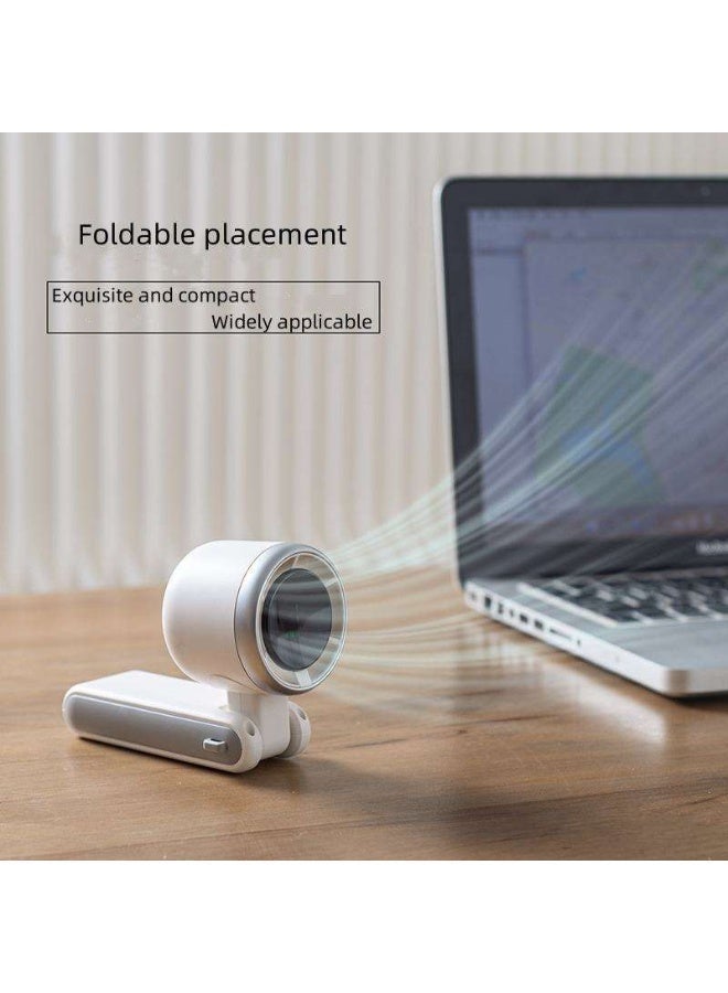 Ayshal 5 Speed Foldable Handheld Turbo Fan, 180° Adjustable Mini Portable Cooling Fan with Digital Display & Power Bank Function, White Personal Pocket Fan for Saudi Summer, Outdoor, Home & Travel - Image 3